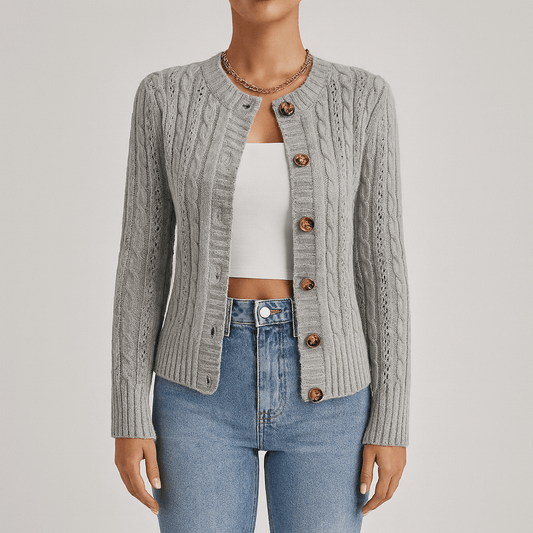 Femmes - Cardigan en maille torsadée - Chic et Confortable - Idéal pour l'Automne