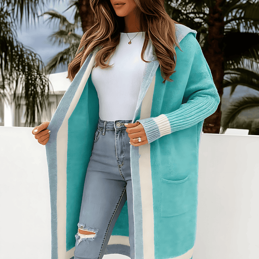 Femmes - Cardigan long à capuche - Coupe confortable