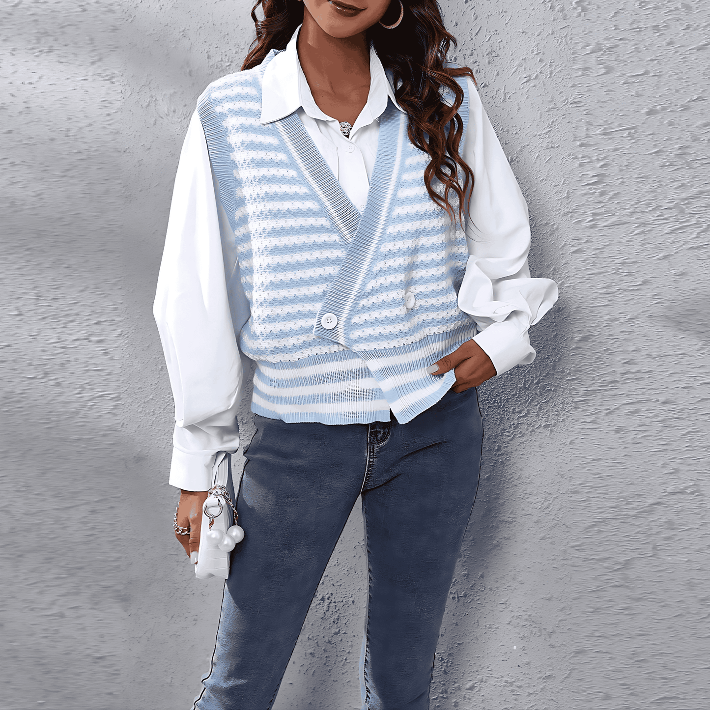 Femmes - Gilet en maille - Modèle Zigzag