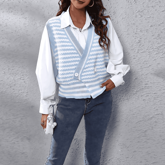 Femmes - Gilet en maille - Modèle Zigzag