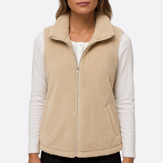 Femmes - Gilet zippé - Peluche - Confort élégant et doux - Mode féminine