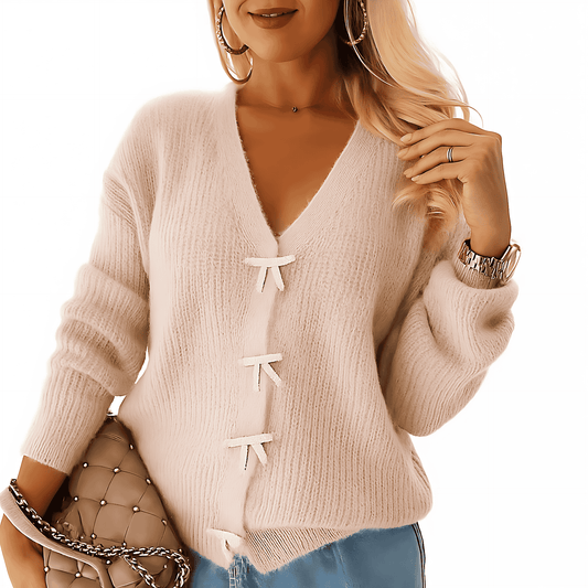 Femmes - Haut en tricot à col en V - Coupe Décontractée