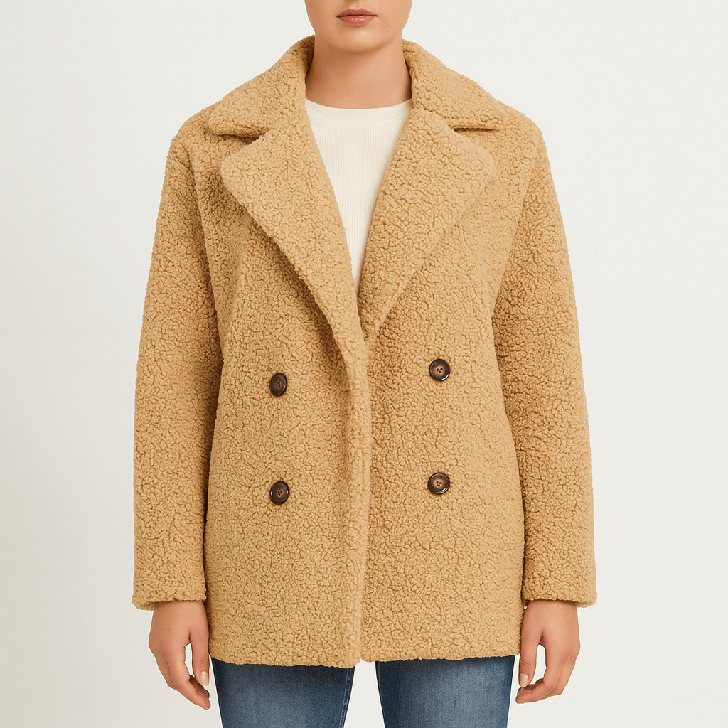 Femmes - Manteau d'hiver boutonné en peluche - Douillet et élégant