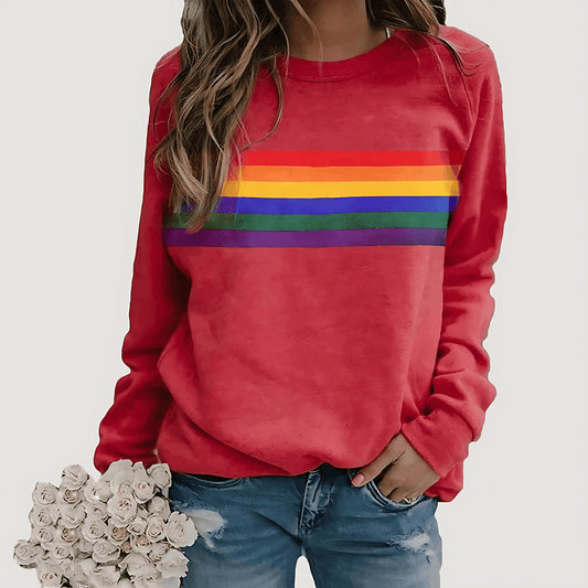 Femmes - Pull à col roulé - Rayures arc-en-ciel