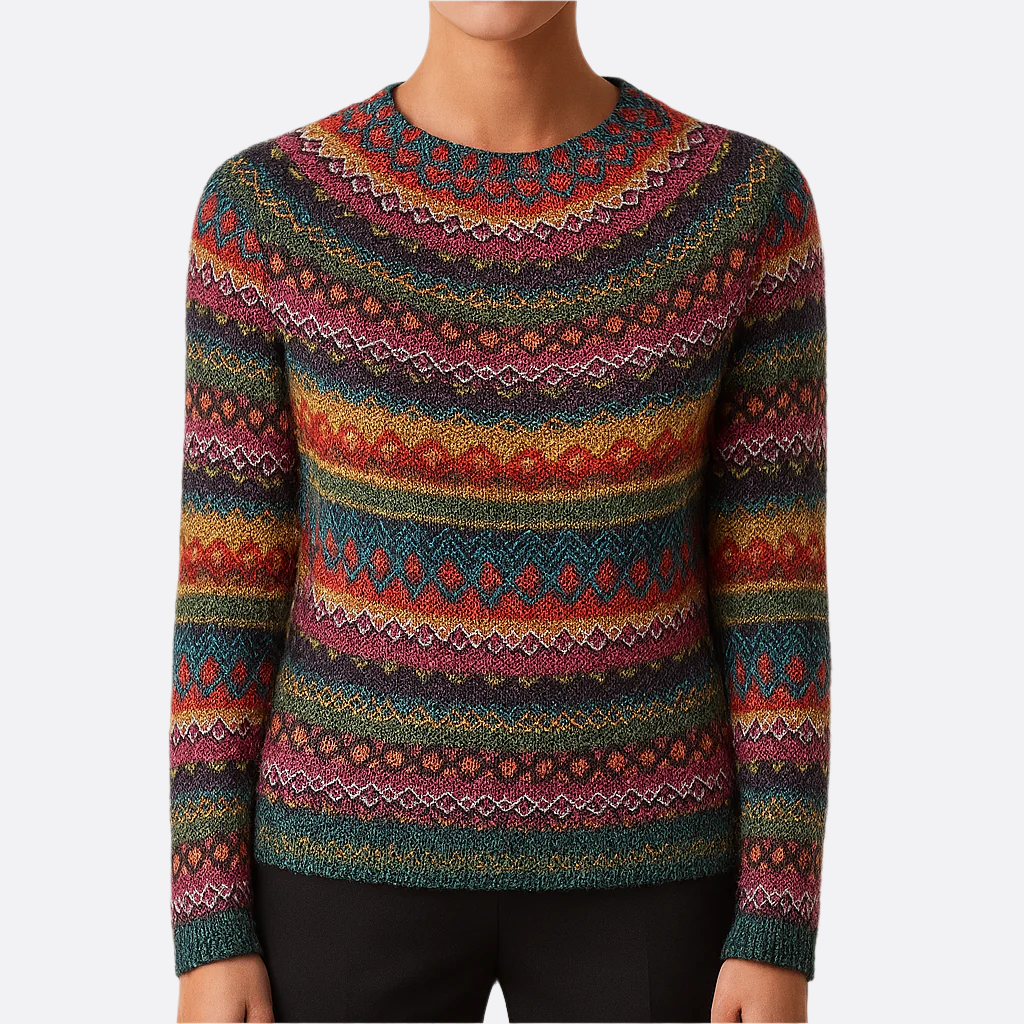 Femmes - Pull d'hiver rayé - Tricot doux et confortable - Multicolore Cozy - Mode féminine tendance
