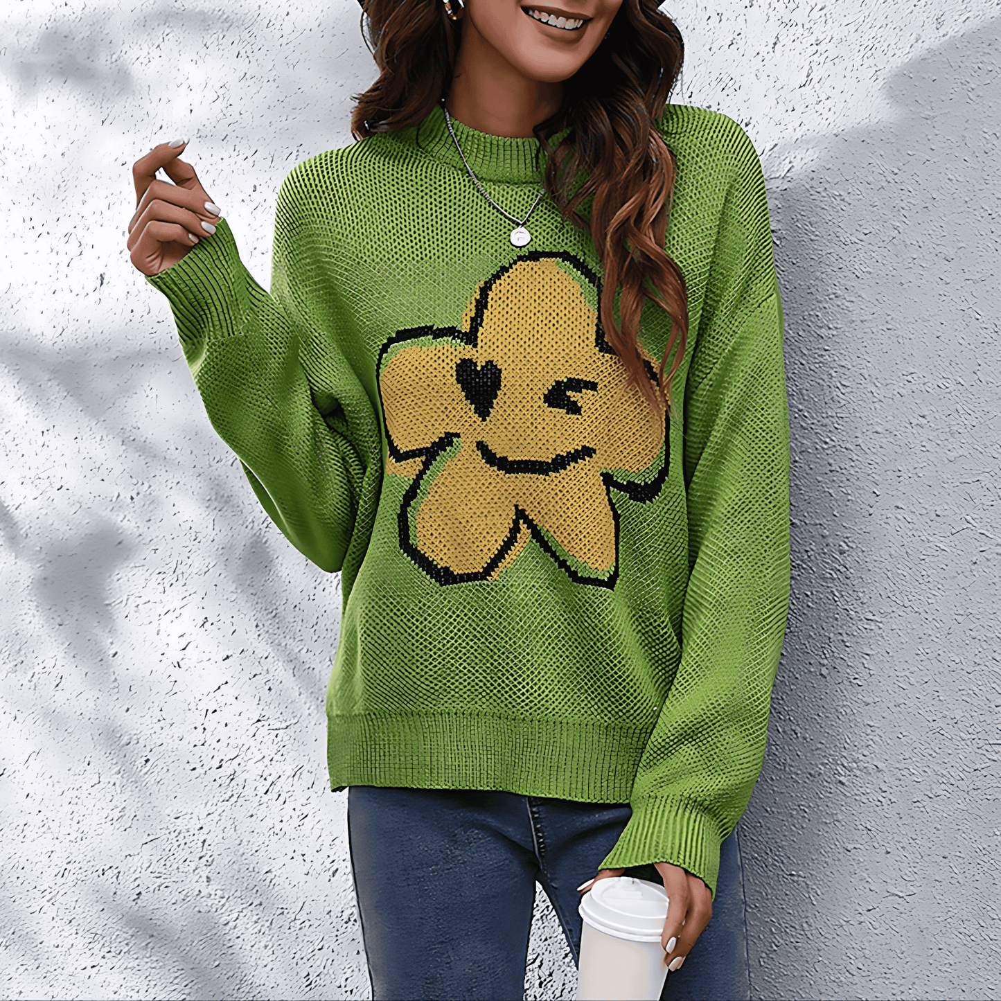 Femmes - Pull en maille - Motif floral