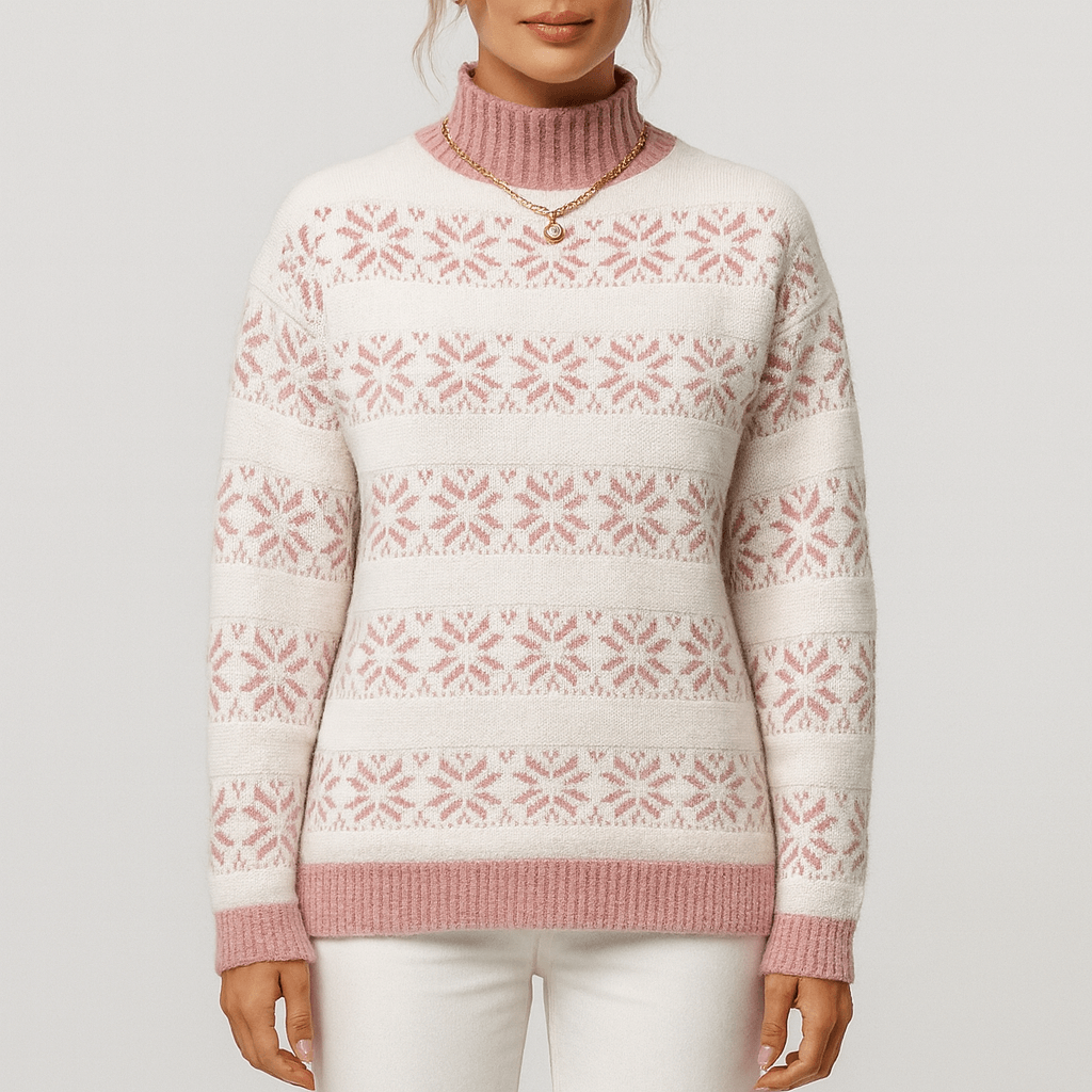 Femmes - Pull en tricot à motif de flocons de neige - Mélange de laine