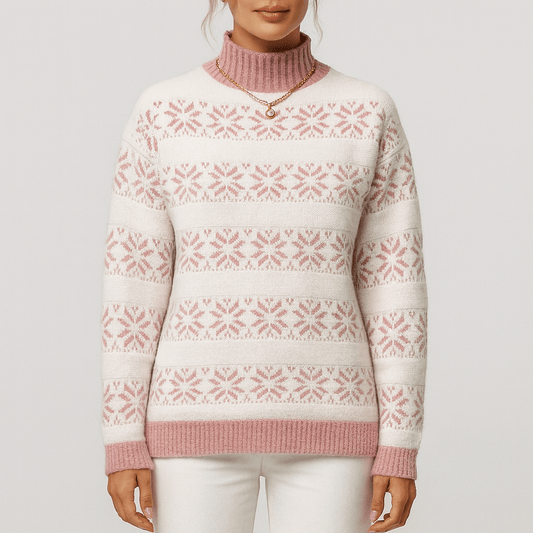 Femmes - Pull en tricot à motif de flocons de neige - Mélange de laine