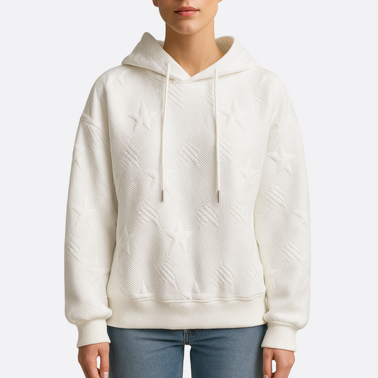 Femmes - Sweat à capuche en tricot blanc à manches longues - Confortable et élégant