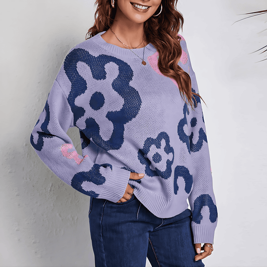 Femmes - Sweatshirt violet - Motif floral