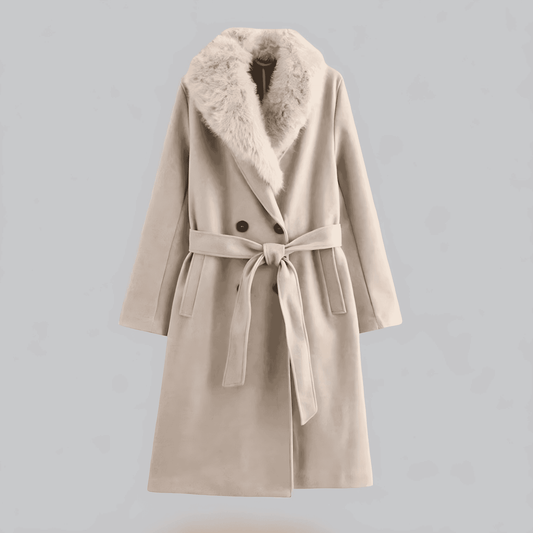 Femmes - Trench-coat beige - Fausse Fourrure