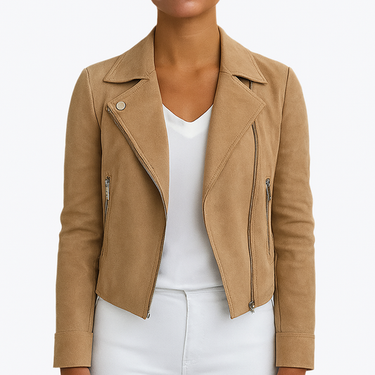 Femmes - Veste - Cuir - Fermeture éclair avec boutons - Parfaite pour un style tendance