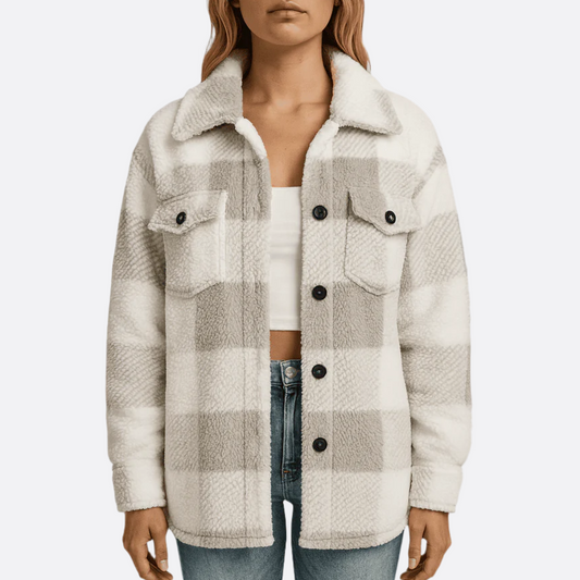 Femmes - Veste à carreaux - Polaire - Douillette et chaude - Parfaite pour l'hiver
