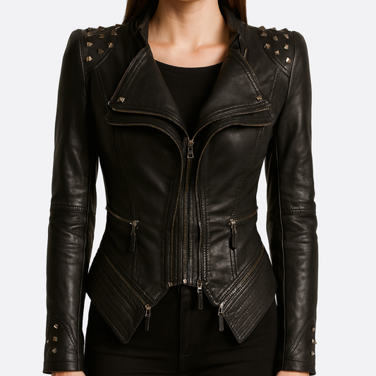 Femmes - Veste de motard ajustée - Design élégant et moderne - Veste tendance pour un style affirmé