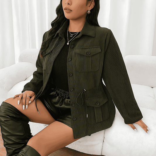 Femmes - Veste élégante en velours côtelé avec poches
