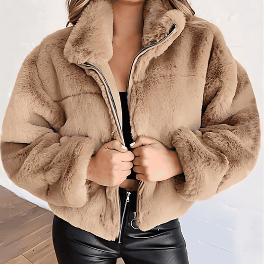Femmes - Veste mi-longue surdimensionnée - Fausse fourrure