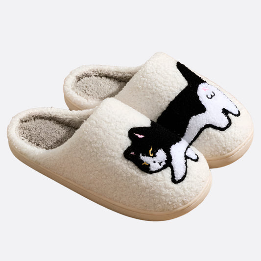 Femmes - Chaussons doux - Motif de chat - Confort chaleureux pour des moments douillets