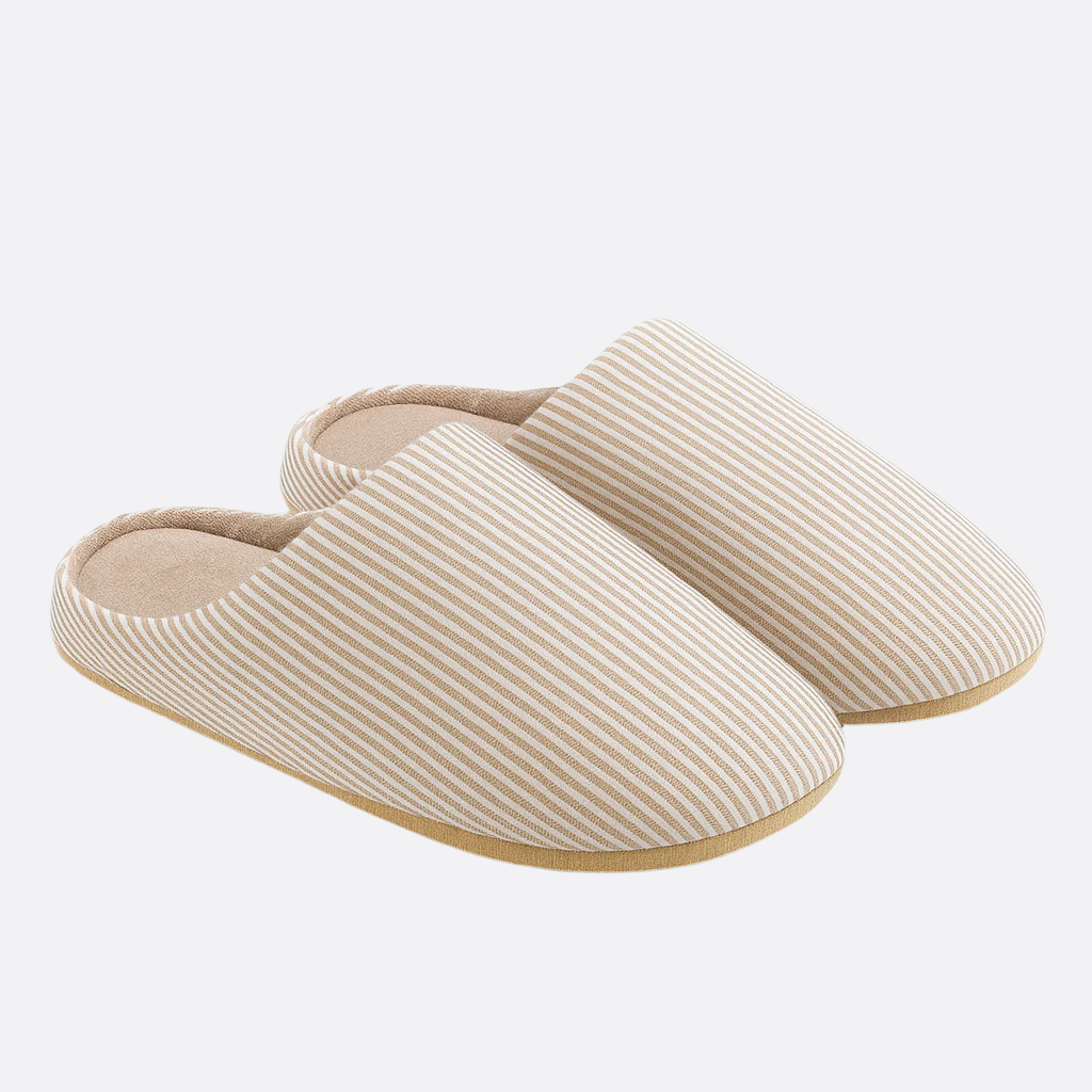 Femmes - Chaussons rayés - Textile doux - Chaussures d'intérieur confortables - Idéal pour le repos