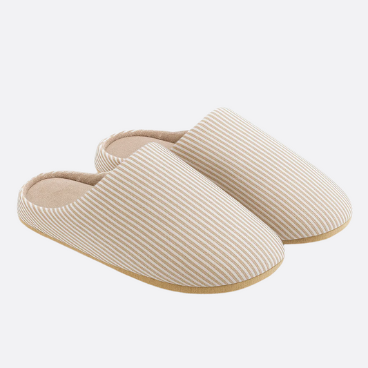 Femmes - Chaussons rayés - Textile doux - Chaussures d'intérieur confortables - Idéal pour le repos