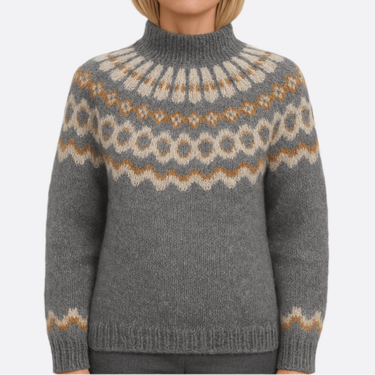 Femmes - Pull à col roulé - Tissu doux - Tricot norvégien - Confortable et élégant pour l'hiver