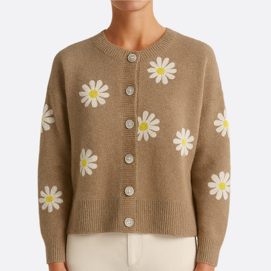 Femmes - Pull en maille floral - Tissu doux - Manches longues - Confortable et élégant pour toutes les occasions