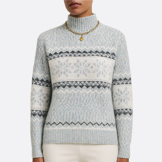 Femmes - Pull en tricot douillet - Maille douce - Motif flocon de neige - Confort et style pour l'hiver