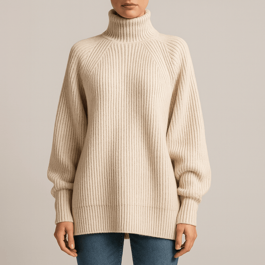 Femmes - Pull oversize à col roulé - Style tricot douillet