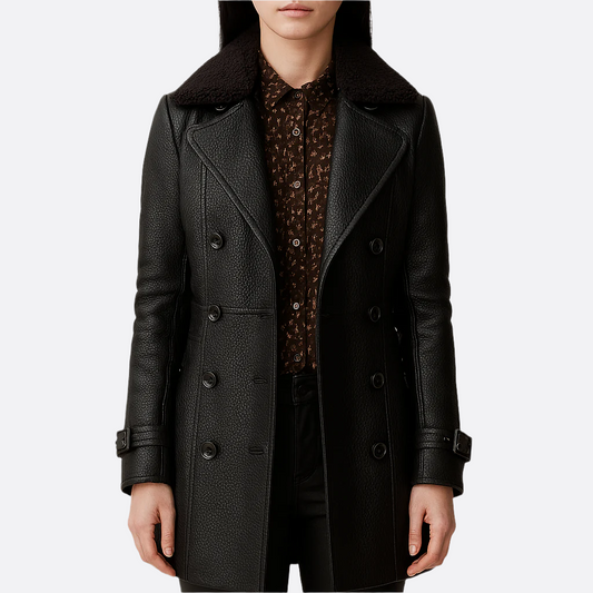 Femmes - Trench d'hiver - Matériau durable - Double boutonnage en tissu chaud - Élégance intemporelle
