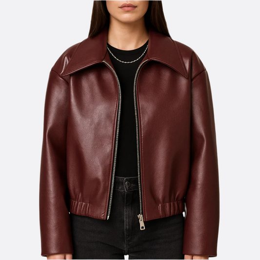 Femmes - Veste - Cuir - Coupe Relaxed Fit - Élégance et Confort