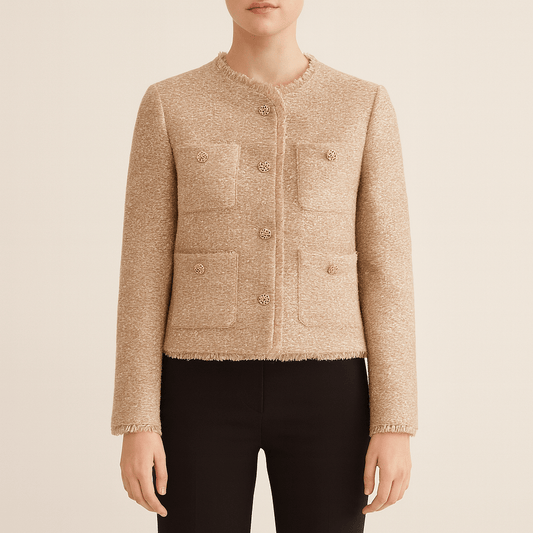 Femmes - Veste croisée en tweed - Elegant Short Coat