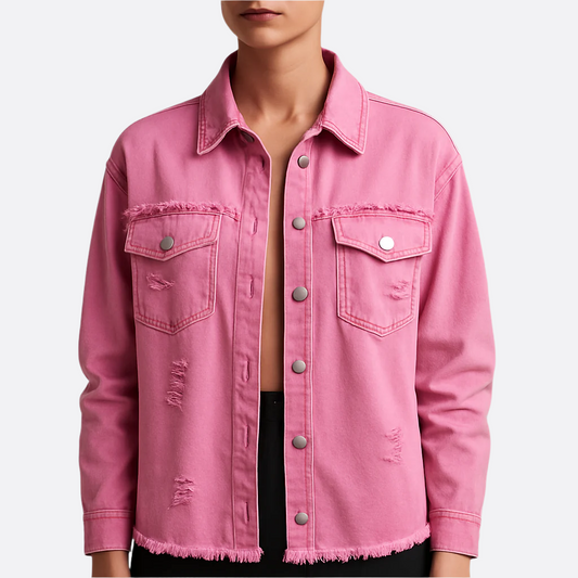 Femmes - Veste en jean décontractée - Denim de haute qualité - Style artistique élégant - Mode tendance
