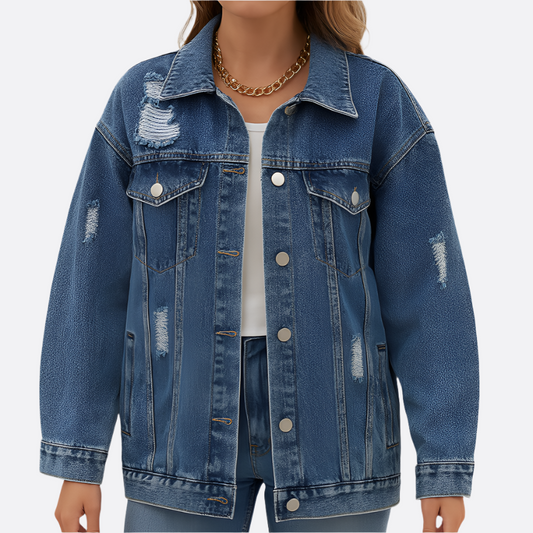 Femmes - Veste en jean surdimensionnée - Tissu durable - Mode polyvalente pour toutes les occasions
