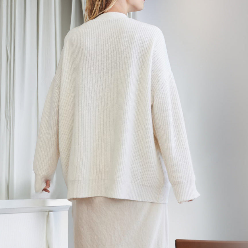 Femmes - Cardigan surdimensionné douillet en tricot côtelé - Confort et style pour toutes les occasions