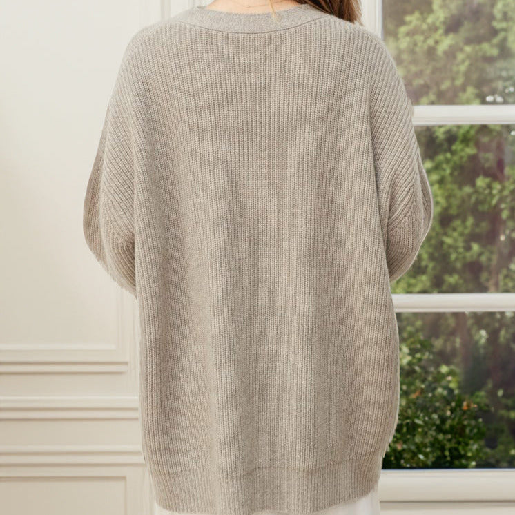 Femmes - Cardigan surdimensionné douillet en tricot côtelé - Confort et style pour toutes les occasions
