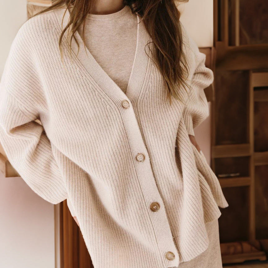 Femmes - Cardigan surdimensionné douillet en tricot côtelé - Confort et style pour toutes les occasions