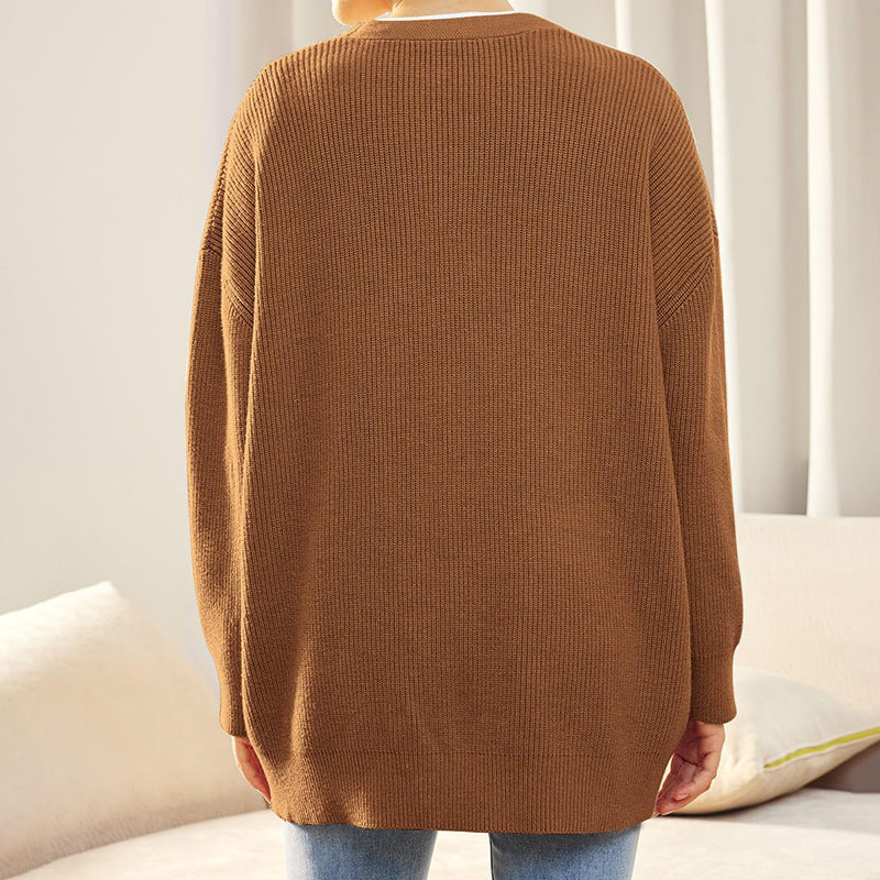Femmes - Cardigan surdimensionné douillet en tricot côtelé - Confort et style pour toutes les occasions