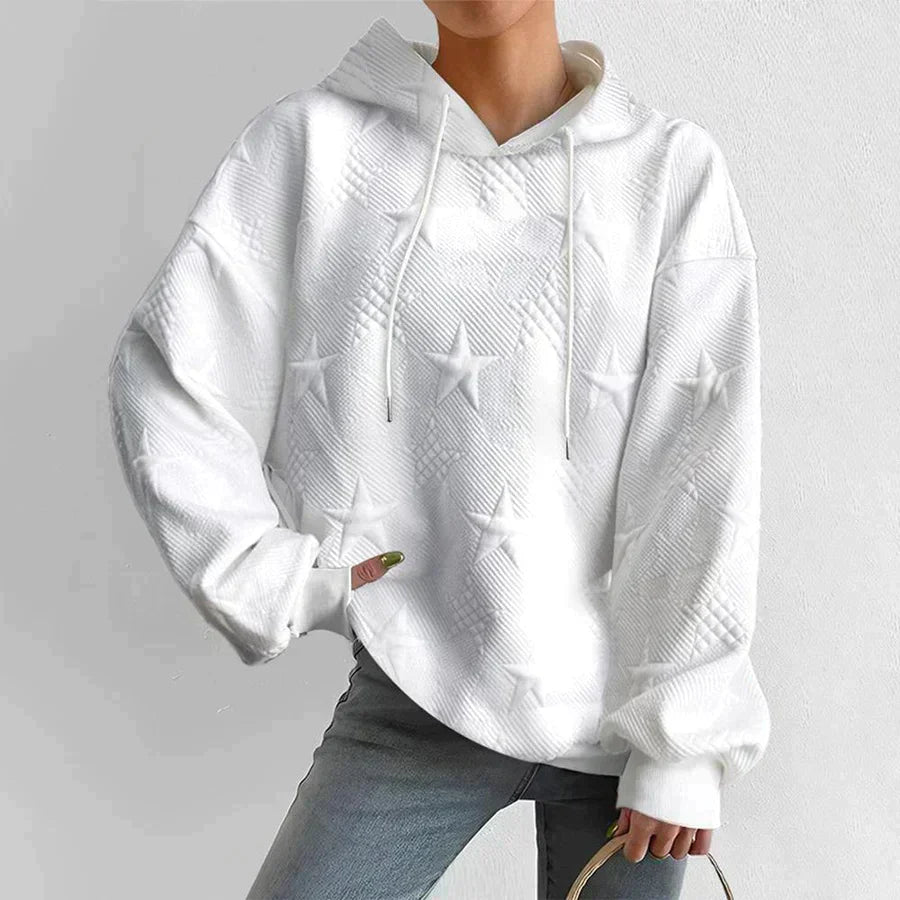 Femmes - Sweat à capuche en tricot blanc à manches longues - Confortable et élégant