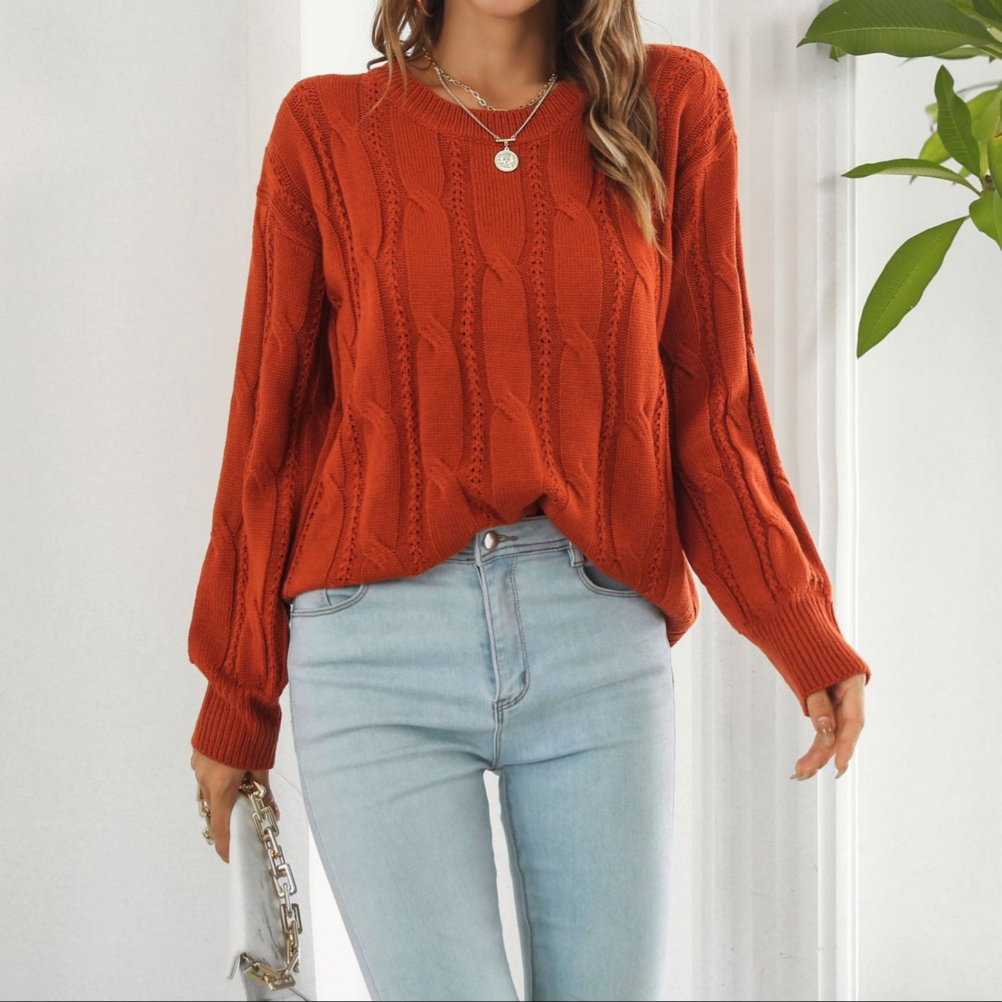 Femmes - Pull en maille structurée - Motif torsadé
