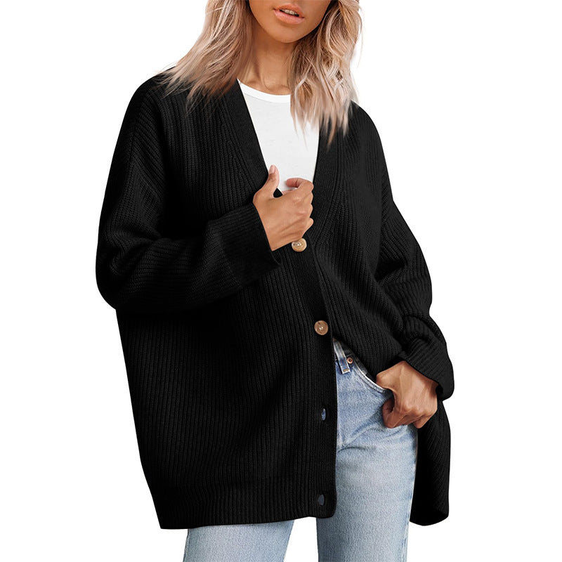 Cardigan boutonné rayé pour femme - Coupe décontractée