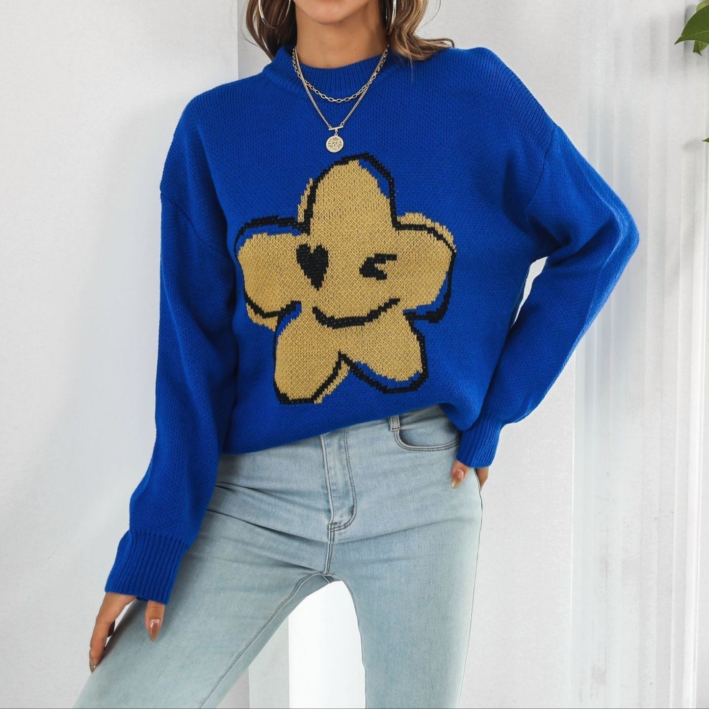 Femmes - Pull en maille - Motif floral