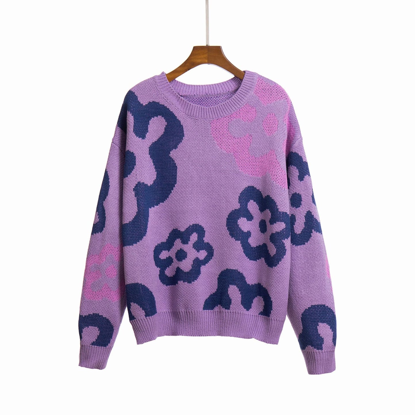 Femmes - Sweatshirt violet - Motif floral