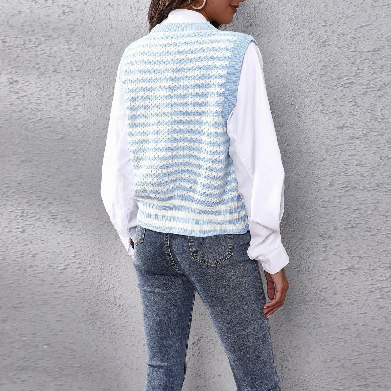 Femmes - Gilet en maille - Modèle Zigzag