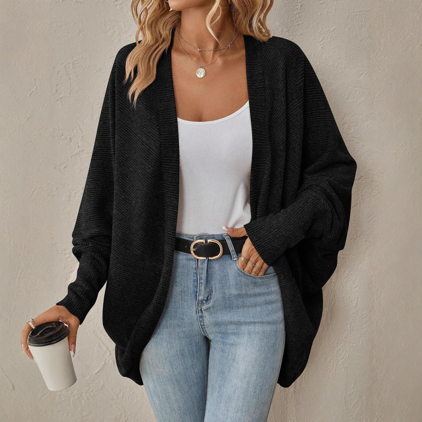 Femmes - Cardigan en tricot surdimensionné - Texture douce