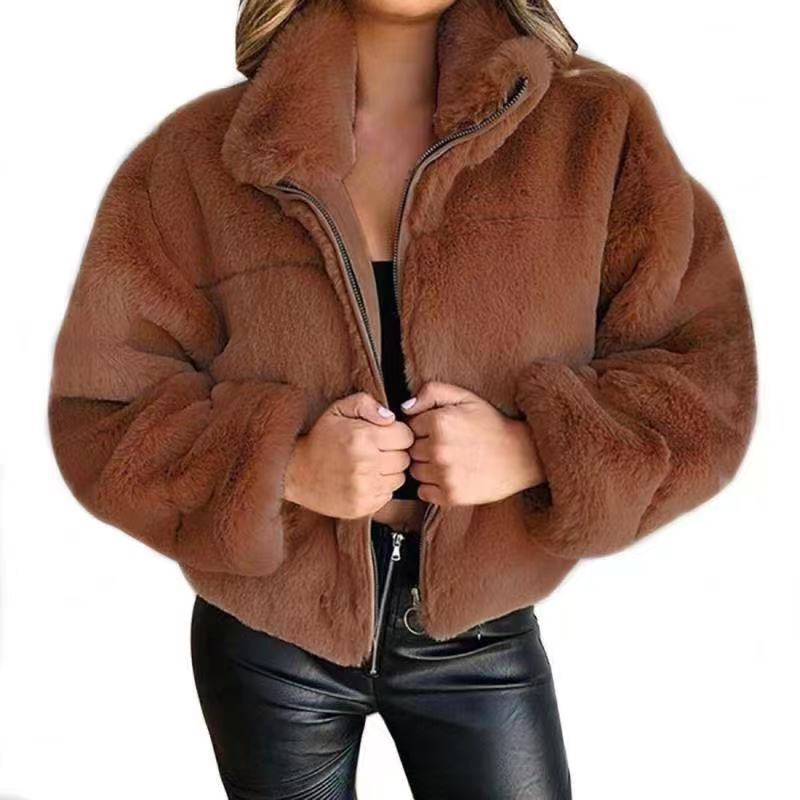 Femmes - Veste mi-longue surdimensionnée - Fausse fourrure