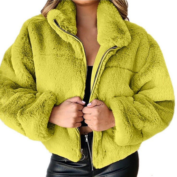 Femmes - Veste mi-longue surdimensionnée - Fausse fourrure