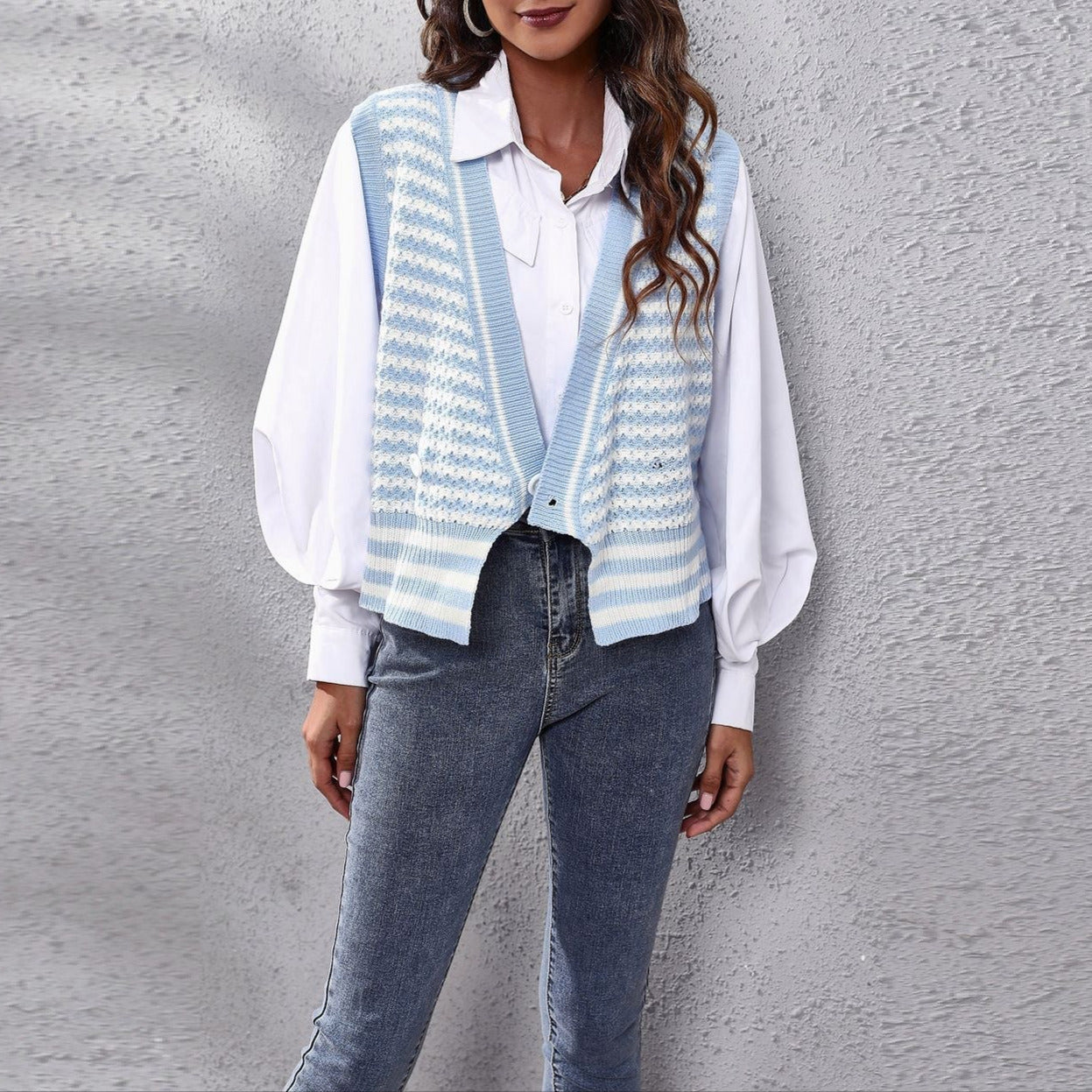 Femmes - Gilet en maille - Modèle Zigzag