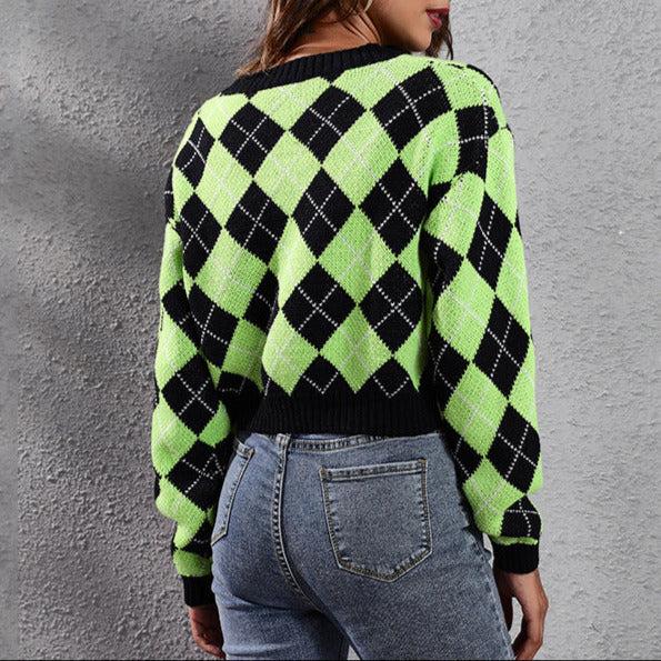 Femmes - Cardigan à carreaux à coupe large - Fermeture par boutons
