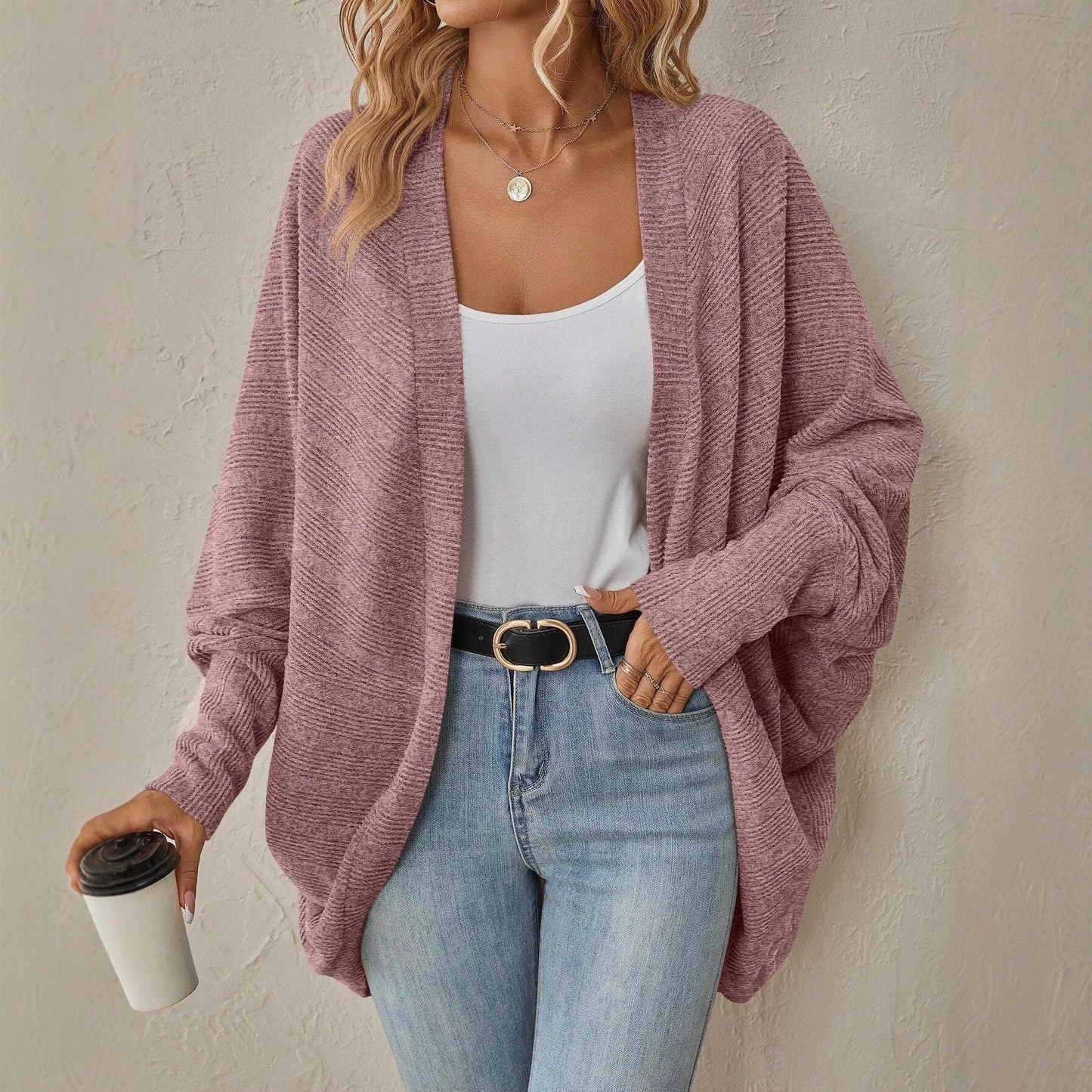 Femmes - Cardigan en tricot surdimensionné - Texture douce