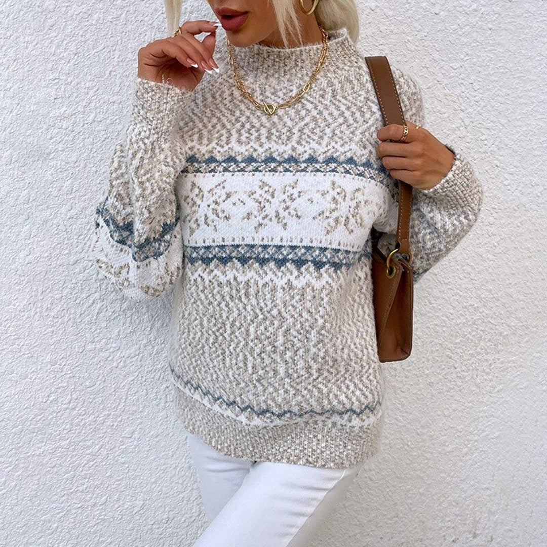 Femmes - Pull en tricot douillet - Maille douce - Motif flocon de neige - Confort et style pour l'hiver