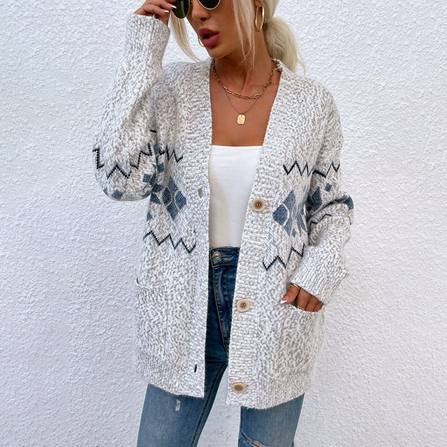Femmes - Cardigan à boutons en tricot - Style automne